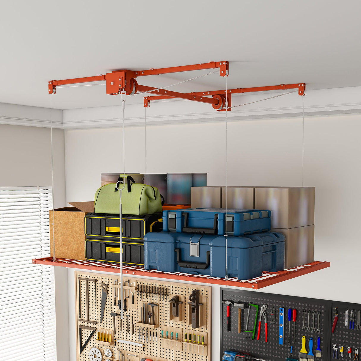 Orange Overhead Garage Storage Rack 4x8 FT