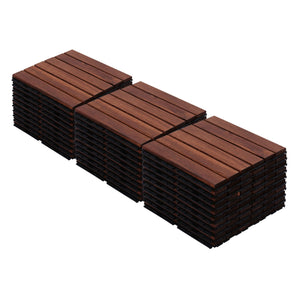 Interlocking Deck Tiles Striped Pattern Waterproof Brown