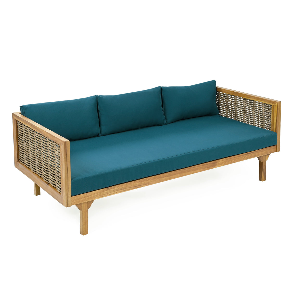 Claremont 3 Seater Daybed with Rattan Arms and Acacia Wood Frame