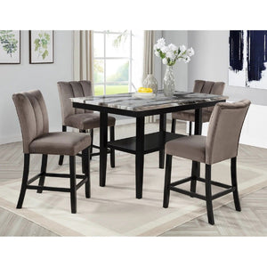 Upholstered Counter Height Chair For Dining Room (Set of 2) - Black / Brown