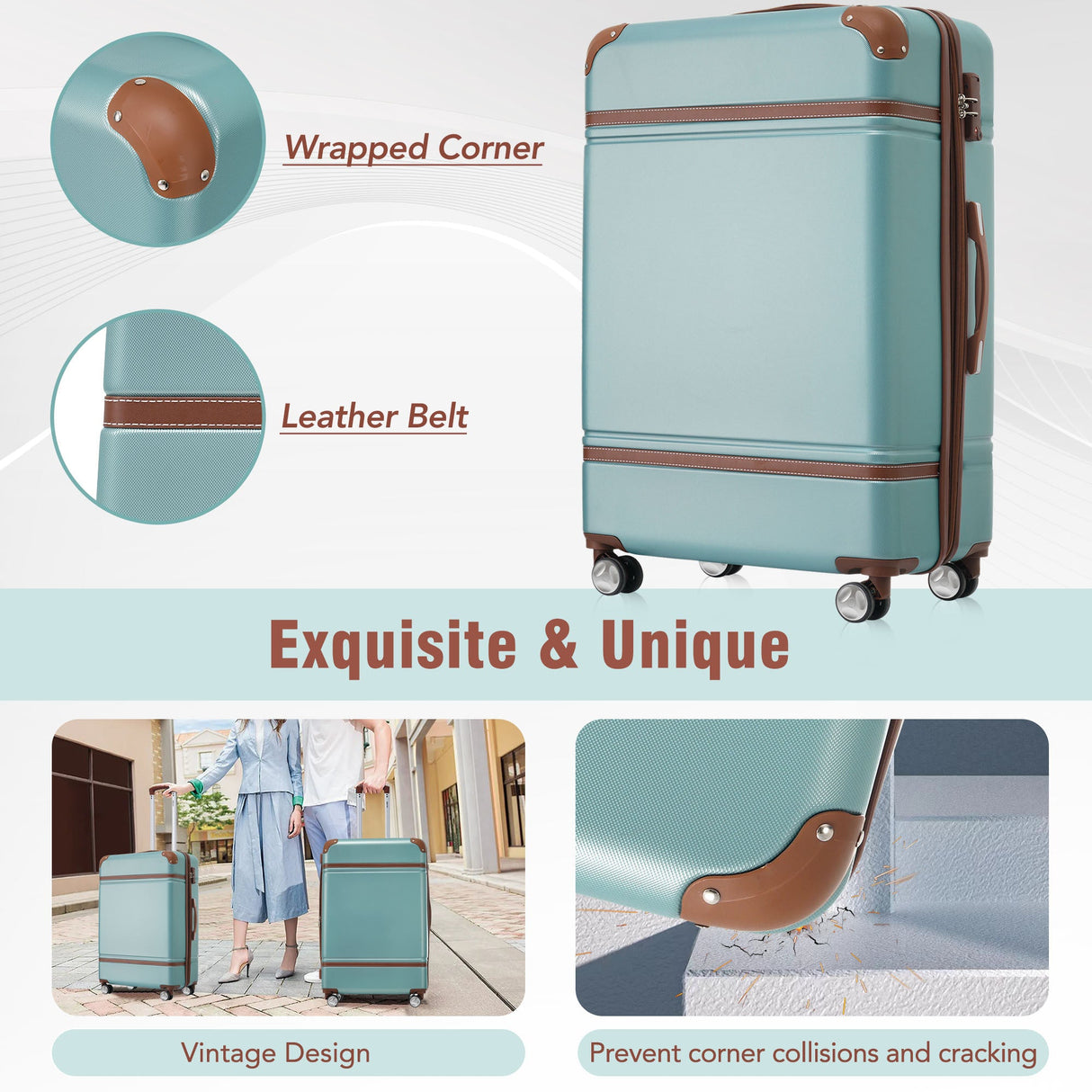 20 in hard side 2 piece lightweight suitcase set with spinner wheels