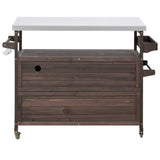 K&K Outdoor Kitchen Island, Rolling Bar Cart & Storage Cabinet