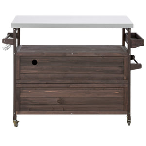 K&K Outdoor Kitchen Island, Rolling Bar Cart & Storage Cabinet