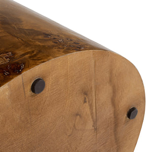 Nebula 20' Accent Oval Pillar Side Table, Medium Brown Walnut Burl Wood