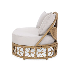 Outdoor Wicker Daybed With Pillows - Light Brown / Beige
