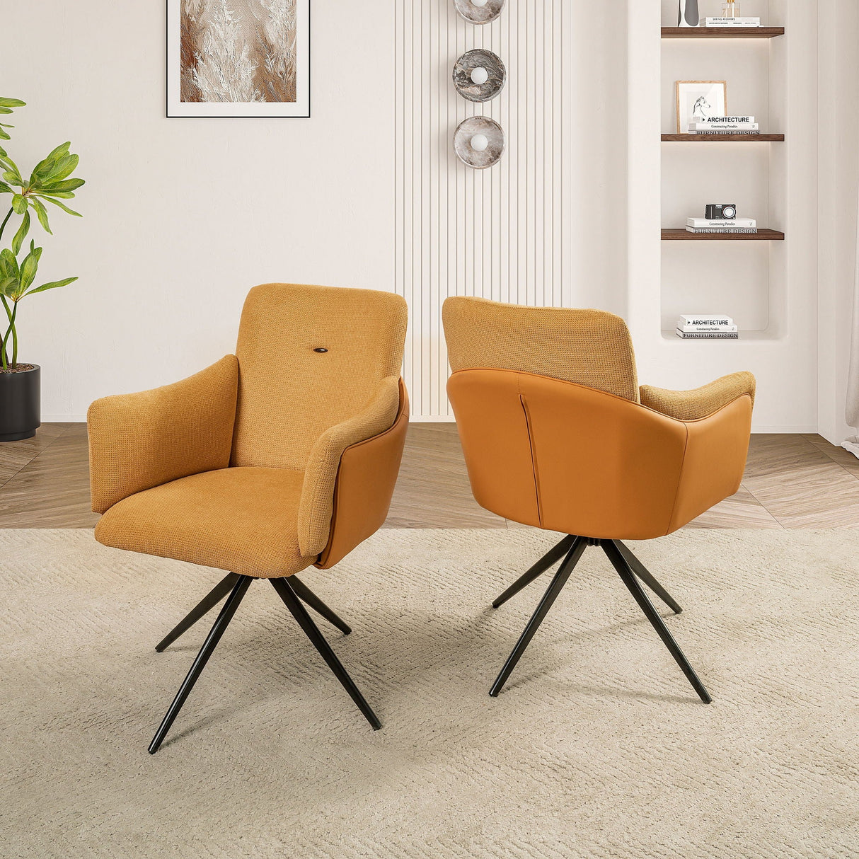 Swivel Home Office Desk Chairs With Arm (Set of 2)