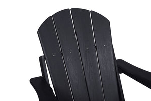 Folding Adirondack Chair with Side Table, 3-Piece Adirondack Chair Set with Wood Texture, Black(includes 2 Chairs and 1 Table)
