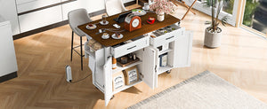 K&K 53.5'' Farmhouse Kitchen Island with Power Outlet