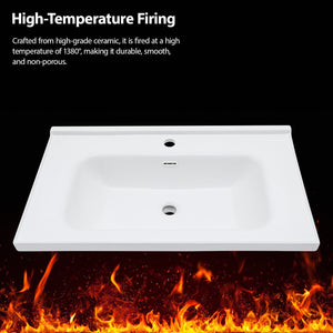 Modern Rectangular Vanity Top With Overflow For Bathroom
