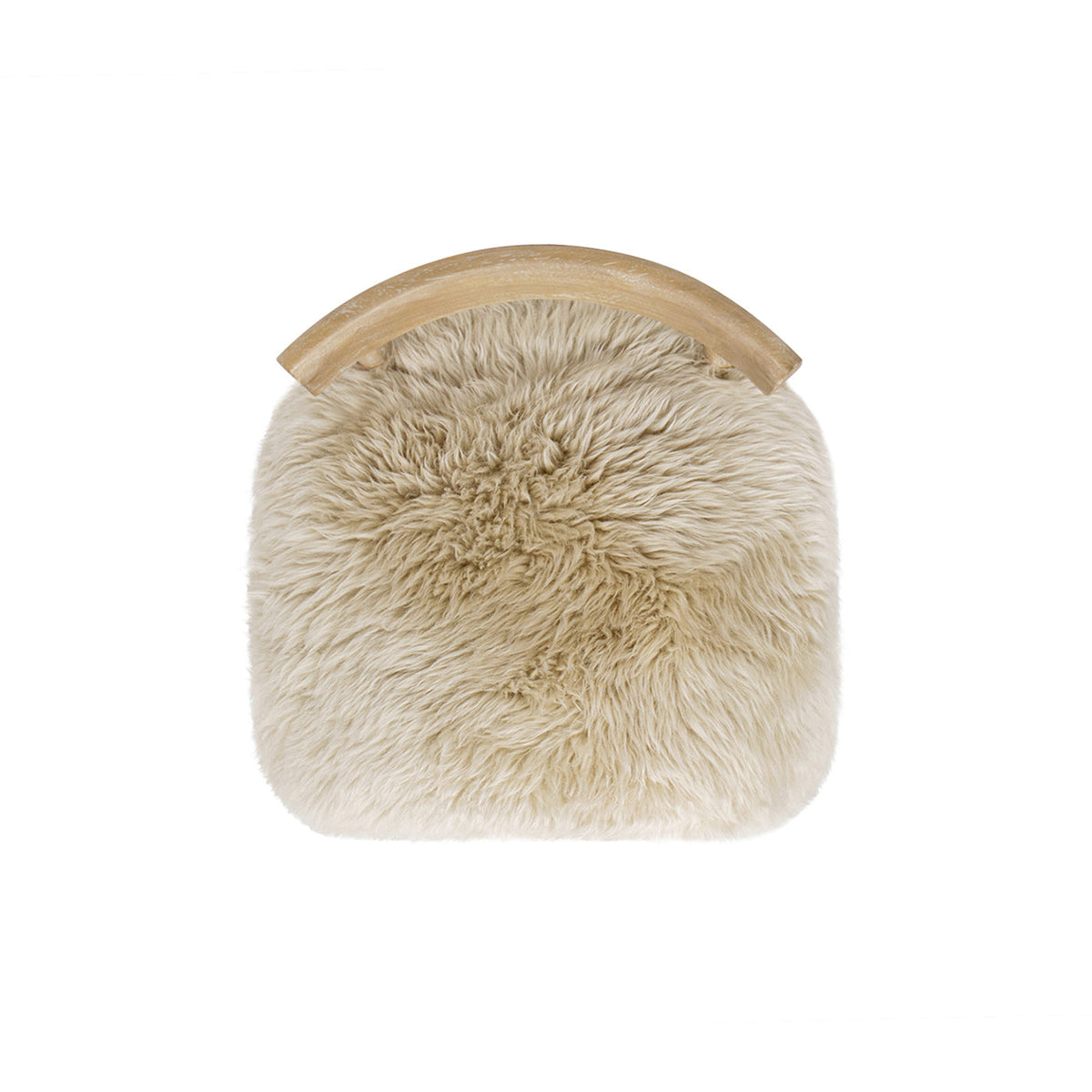 Genuine Fur Counter Height Bar Stool with Brass Footrest - Light Wood