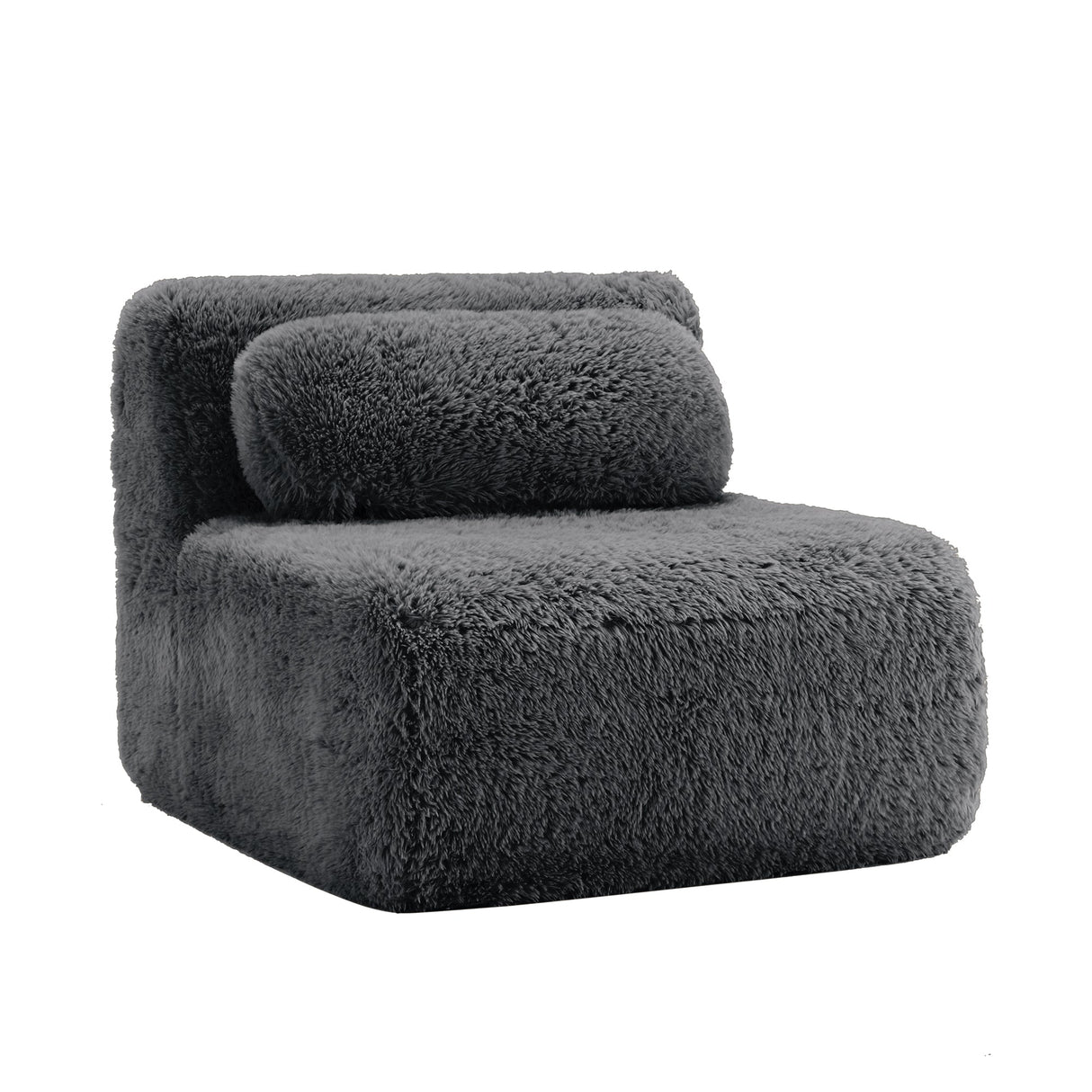 Aviana Armless Sofa With Pillow Plush Fabric - Dark