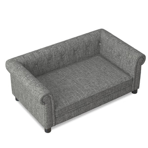 Modern Linen Fabric Light Grey Elevated Pet Bed