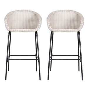Ladd Outdoor Metal Wicker Barstool Set of 2 - Light Gray