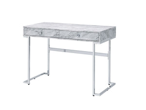 Tigress Printed Faux Marble Top Writing Desk - White