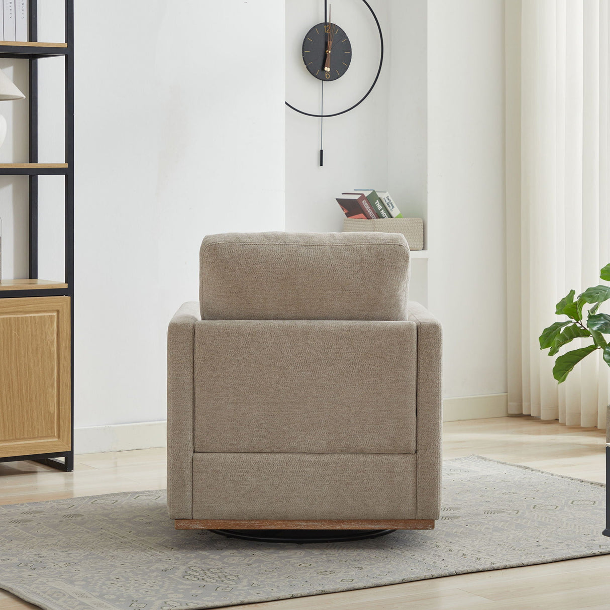 Modern Square Upholstered Swivel Accent Chair With Metal Base