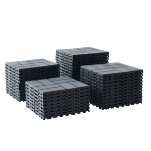 Outdoor Interlocking Design Deck Tiles (Set of 44) - Gray