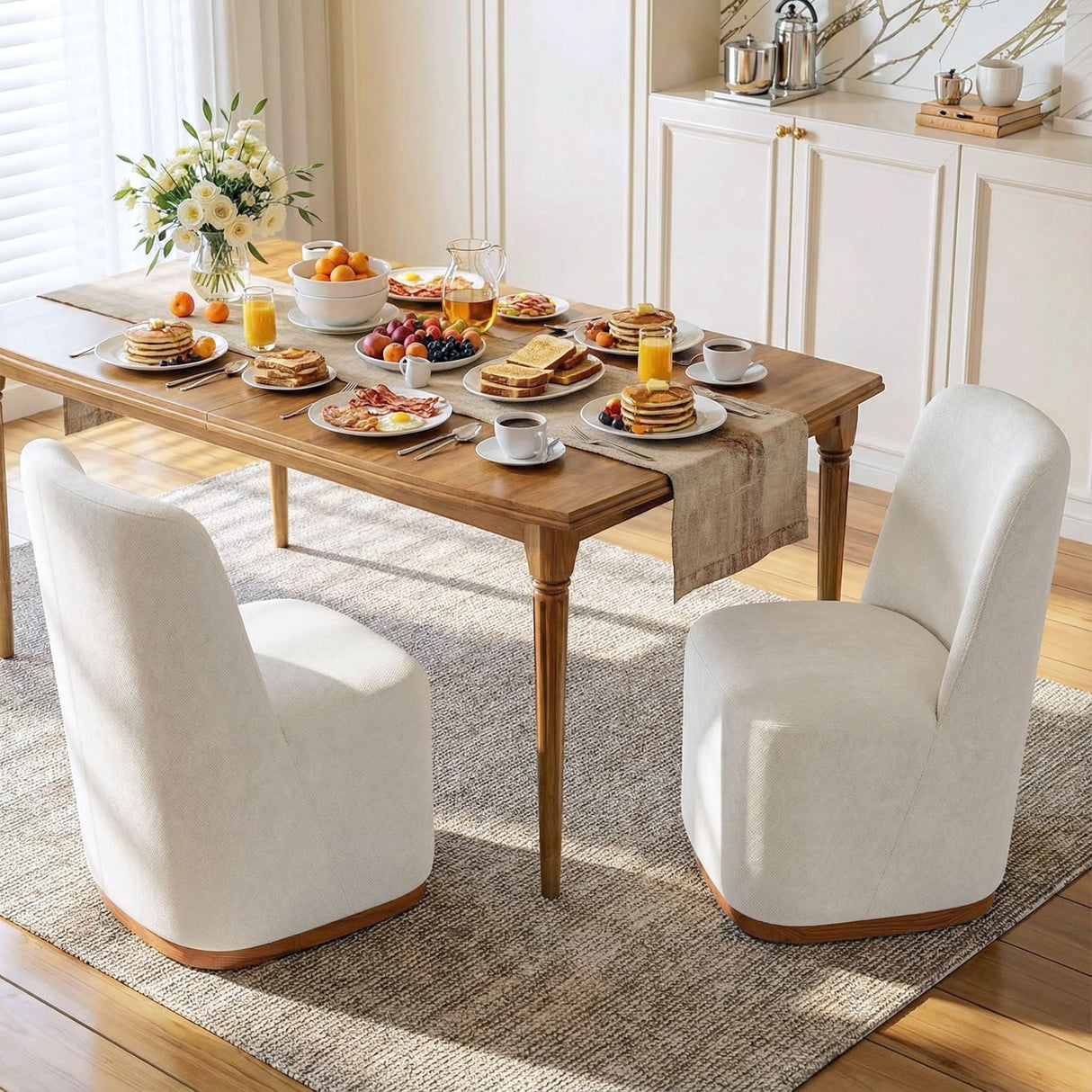Indoor Upholstered Dining Chair (Set of 2) - Beige