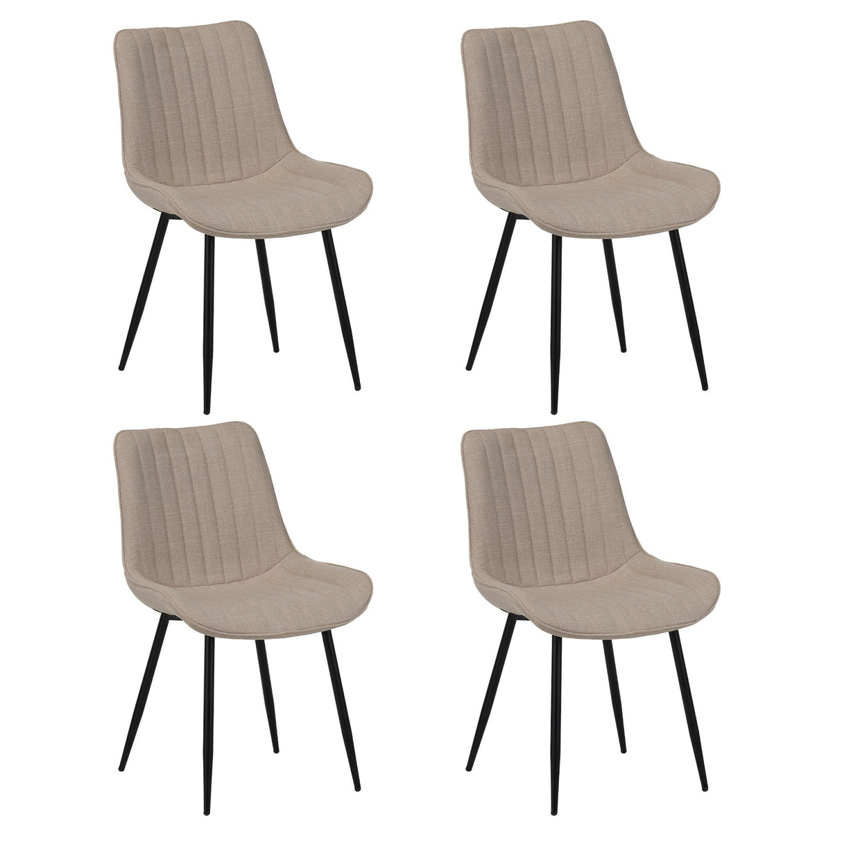 Dining Chair Set with Padded Backrests (Set of 4) - Beige