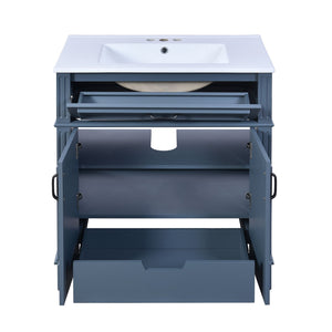 Bathroom Vanity With Sink Storage Cabinet - Blue