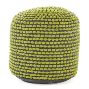 Handcrafted Cylindrical Accent Pouf with Water Resistant Fabric - White, Green, Black