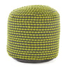 Handcrafted Cylindrical Accent Pouf with Water Resistant Fabric - White, Green, Black