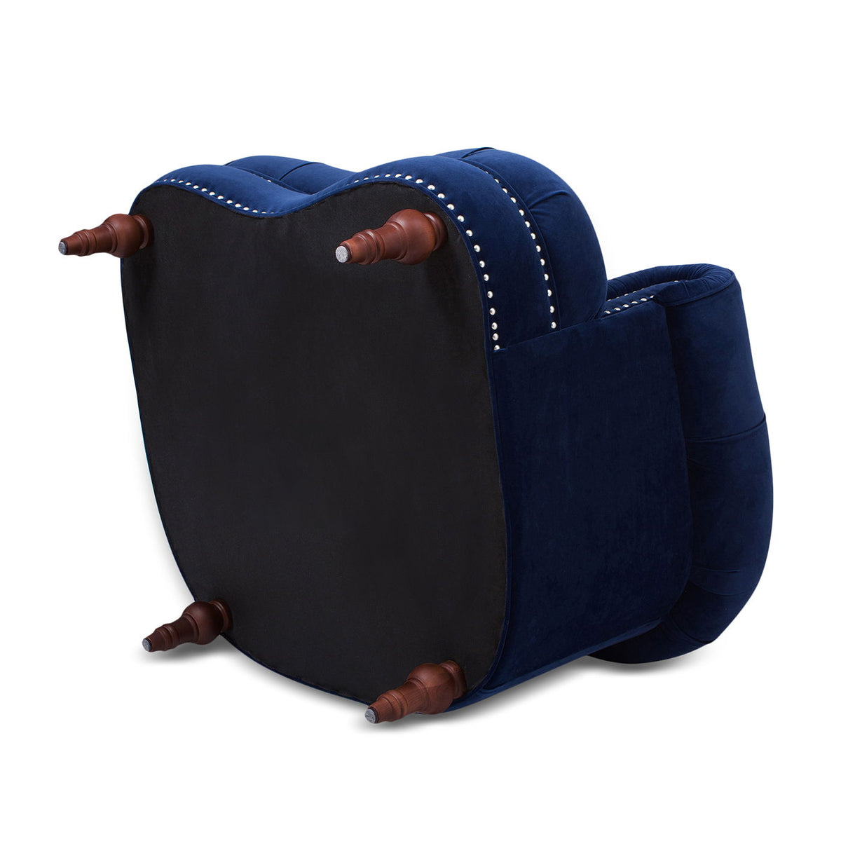 Victorian Tufted Upholstered Accent Chair with Nailhead Trim - Dark Red, Blue, or Pink