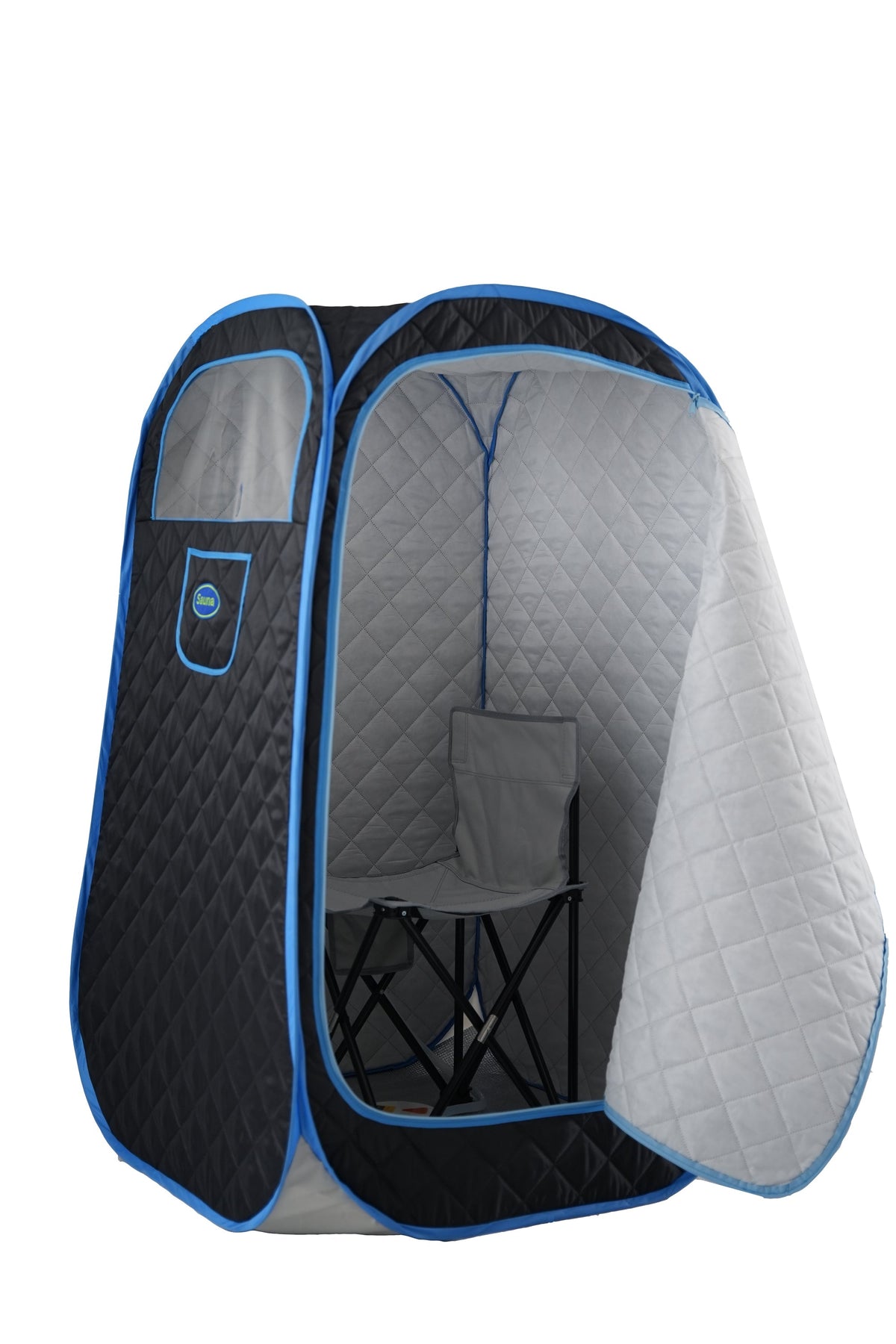 Portable Folding Full size Steam Sauna with 1000W&2.2L steam Generator. Personal Sauna Tent for Relaxation & Spa at home. Fast heating. Folding Steel Rim, it's easy to install, with FCC certification.