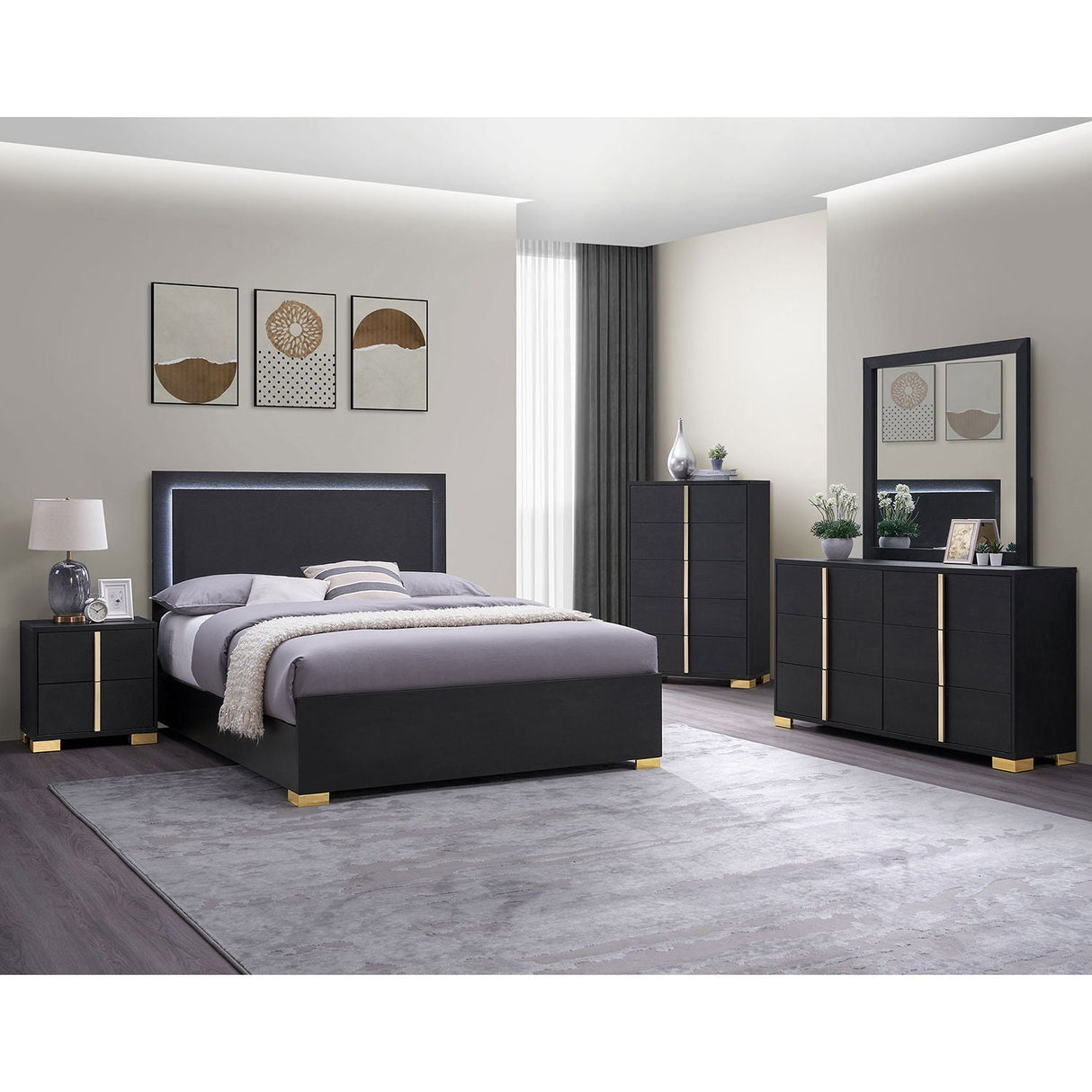 Jeremiah - LED Panel Bed With Touch Controlled Lighting