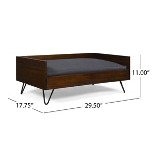 Acacia Wood Dog Bed with Sleek Hairpin Legs