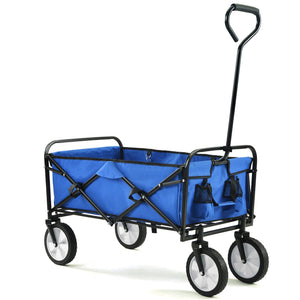 Folding Wagon Garden Shopping Beach Cart (Blue)