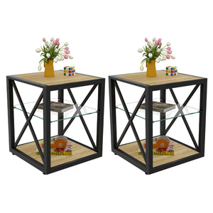 Set of 2 Modern End Table Nightstands