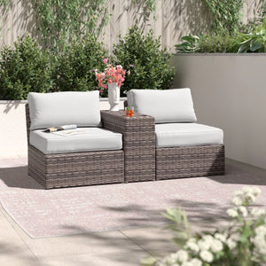 Weather Resistant Wicker Conversation Set with Cushions – Dark Brown or Dark Gray