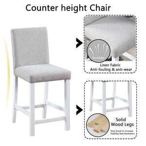 5 Piece Counter Height Table Set, Square Table And 4 Upholstered Chairs