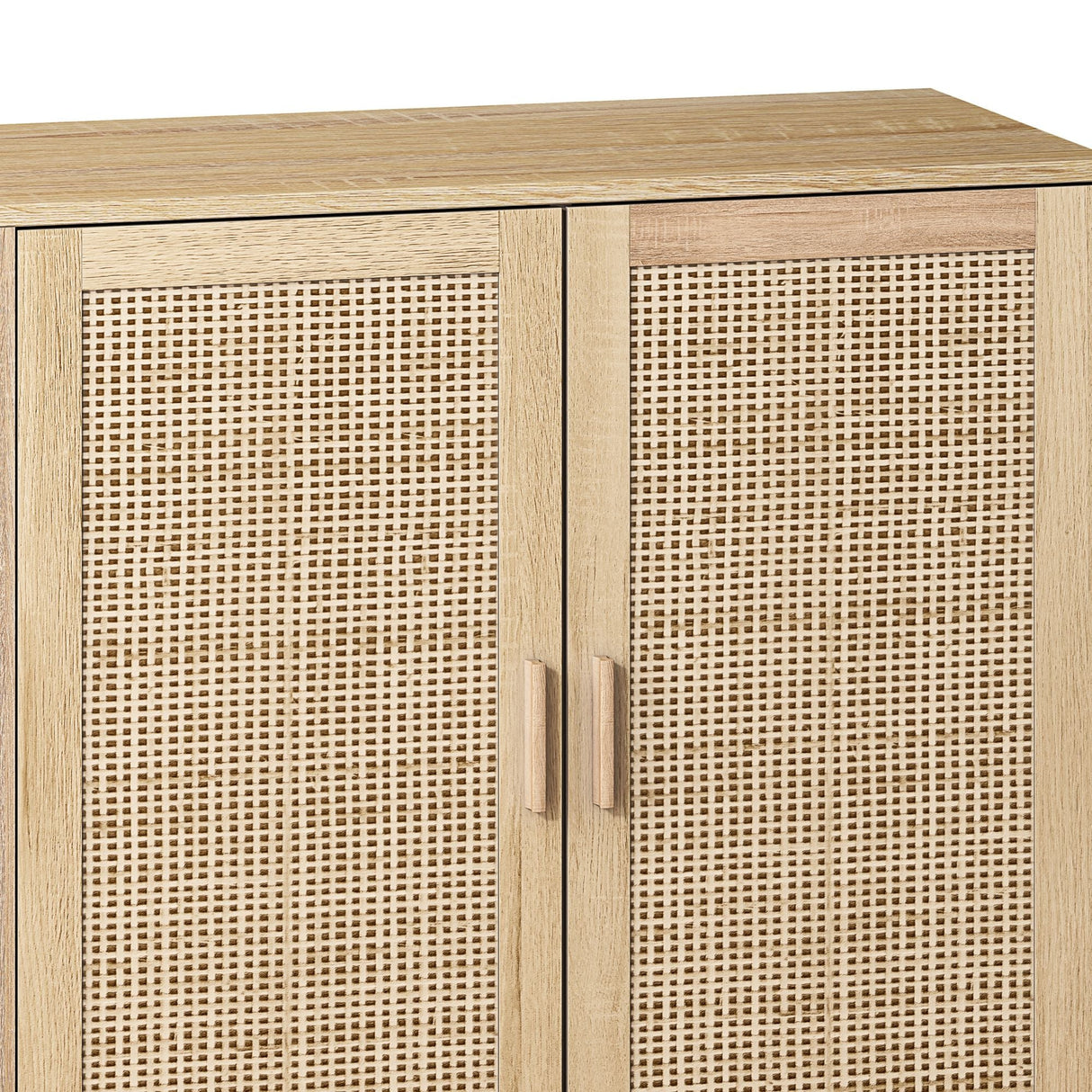 Elegant And Functional 4 Door Rattan Decorative Storage Cabinet
