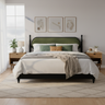King Bed Frame Solid Wood Platform with Slats - Modern