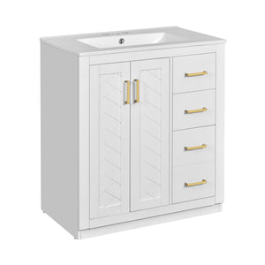 Bathroom Vanity With Sink, Storage Cabinet, Freestanding Set With 3 Drawers & Soft Closing Doors