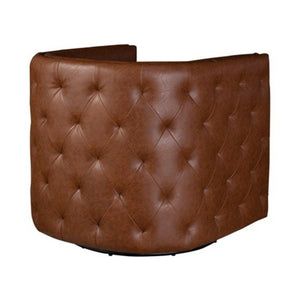Swivel Chair With Tufted Barrel Design And Nailhead Accents