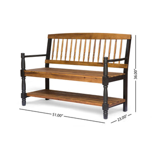 Slatted Bench With Built-In Shelf