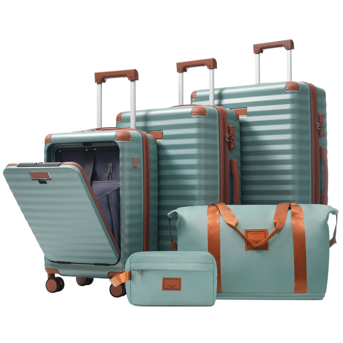 Deluxe 5-Piece Hard-Side Luggage Set with USB and TSA Locks - Multiple Colors