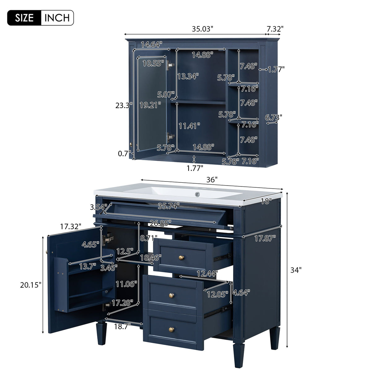 Bathroom Vanity With Top Sink, Storage Cabinet With Mirror