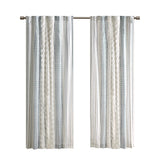 Cotton printed curtain panel with chenille stripe and lining