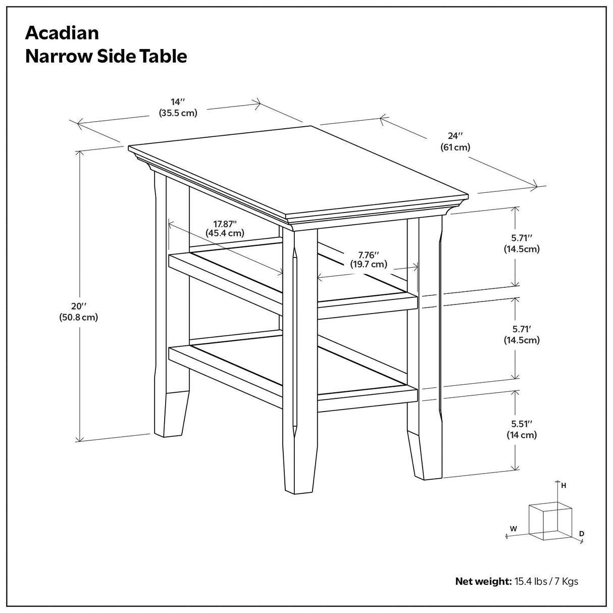 Acadian - Narrow Side Table - Farmhouse Brown