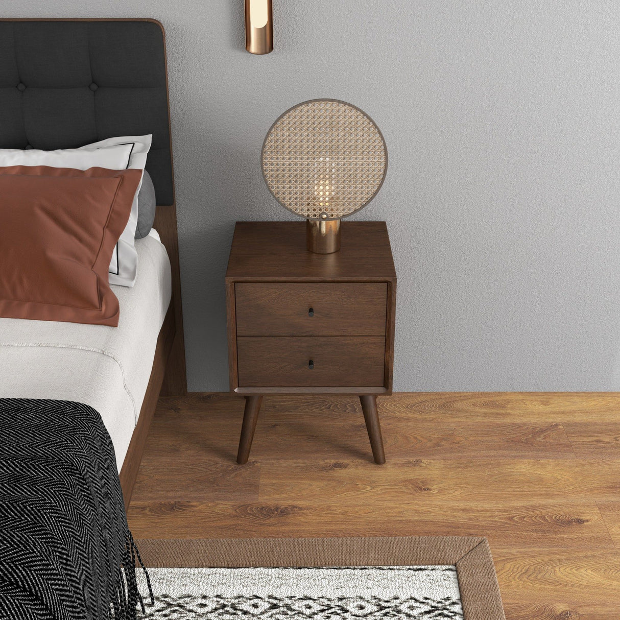 Caroline - Mid-Century Modern Style Night Stand 2 Drawer