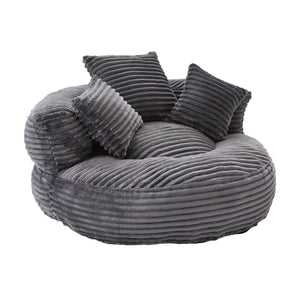 Oversized Bean Bag Chair with 3 Pillows & Armrest - Dark Gray