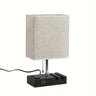 USB Table Lamp with AC Outlet – 3 Color Bedside Lamp with Fabric Shade & Bulb