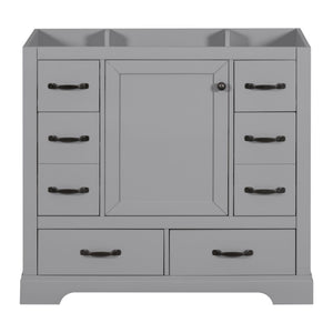 36" Bathroom Vanity Without Sink, Cabinet Base Only, 6 Drawers, Multi Functional Drawer Divider, Adjustable Shelf - Gray