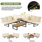 Outdoor Sectional Sofa Set with Adjustable Reclining Seats