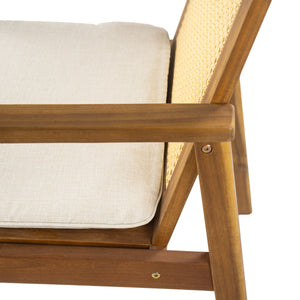 Preston Outdoor Patio 7-Piece Dining Set with Acacia Wood Chairs and Beige Cushions