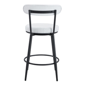 Fashionable Ergonomic High Legged Bar Chairs with White Fabric Cushions - Set of 2