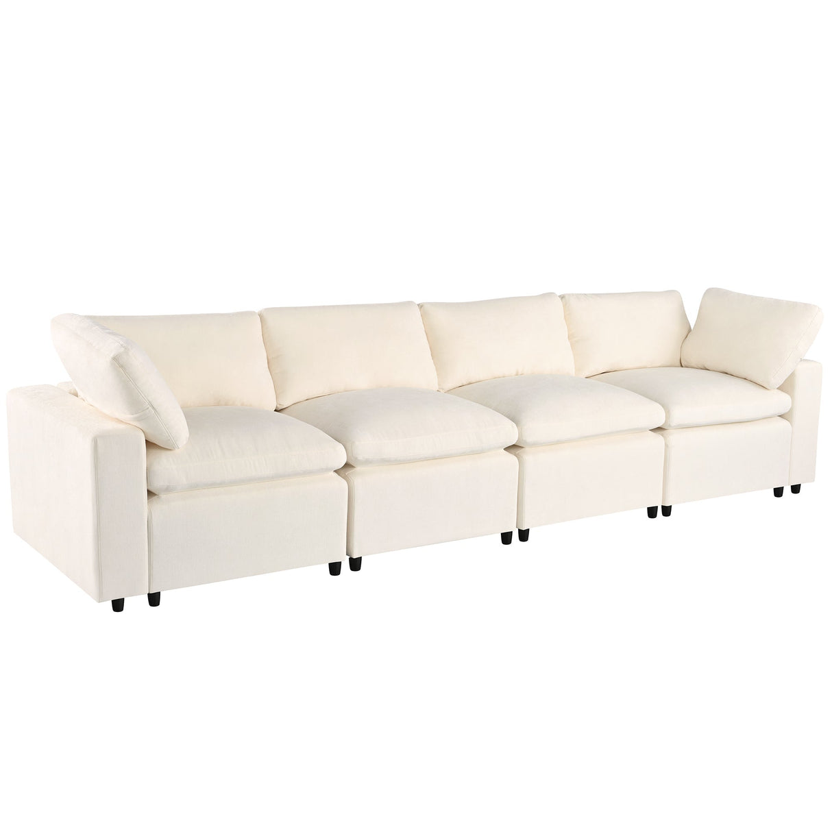 U-style Upholstered Modular Sofa With Storage Space and USB Charge Ports